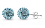 Silver Crystal Ball Earring - 8 mm