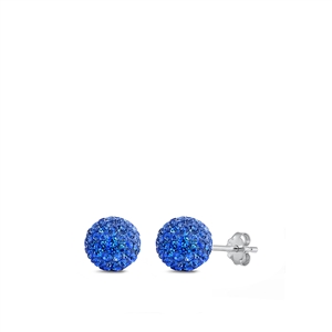 Silver Crystal Ball Earring - 8 mm