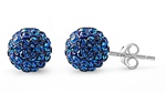 Silver Crystal Ball Earring - 8 mm