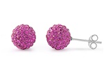 Silver Crystal Ball Earring - 8 mm