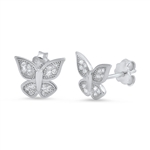 Silver CZ Earring - Butterfly