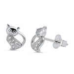 Silver CZ Earring - Cat