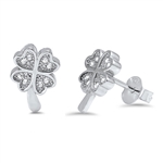 Silver CZ Earring - Clover Leaf