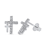 Silver CZ Earring - Cross