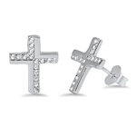 Silver CZ Earring - Cross