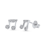 Silver CZ Earring - Music Note