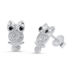 Silver CZ Earring - Owl