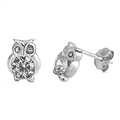 Silver CZ Earring - Owl