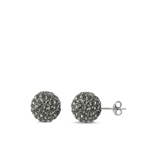 Silver Crystal Ball Earring - 10 mm