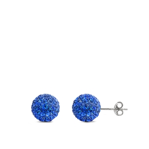 Silver Crystal Ball Earring - 10 mm