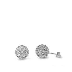 Silver Crystal Ball Earring - 10 mm