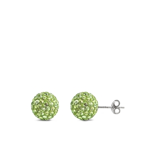 Silver Crystal Ball Earring - 10 mm