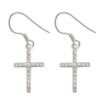 Silver CZ Earring - Cross