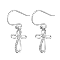 Silver CZ Earring - Cross