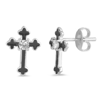 Silver CZ Earring - Cross