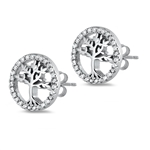 Silver CZ Earring - Tree of Life