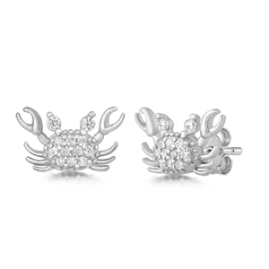 Silver CZ Earring - Crab