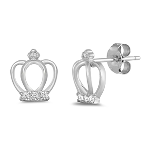 Silver CZ Earring - Crown