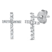 Silver CZ Earrings - Cross