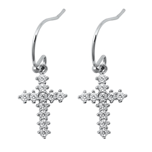 Silver CZ Earring - Cross