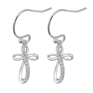 Silver CZ Earring - Cross