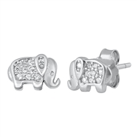 Silver CZ Earring - Elephant
