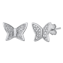 Silver CZ Earrings - Butterfly