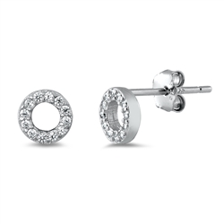 Silver CZ Earrings - Open Circle