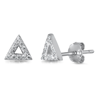 Silver CZ Earrings - Triangle