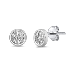 Silver CZ Earrings - Circle