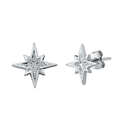 Silver CZ Earrings - Star