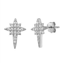 Silver CZ Earrings - Star