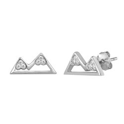 Silver CZ Earrings - Mountains