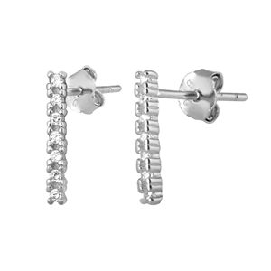 Silver Stud Earrings - Bar