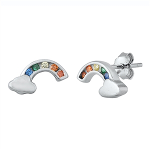 Silver CZ Earrings - Rainbow