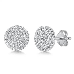 Silver Stud Earrings - Circle Pavé