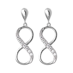 Silver CZ Earrings - Hanging Infinity