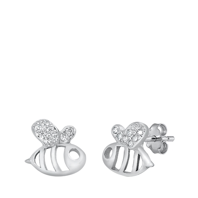 Silver CZ Earrings - Bumblebee