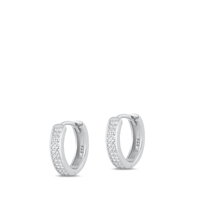 Silver CZ Huggie Earrings