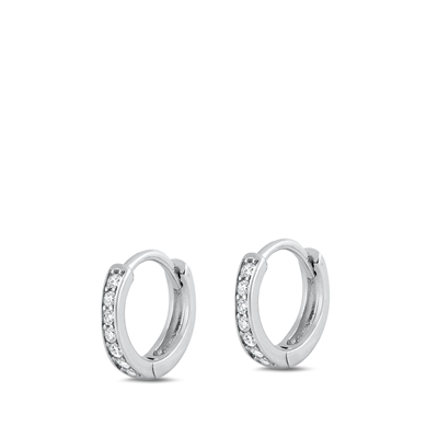 Silver CZ Huggie Hoops