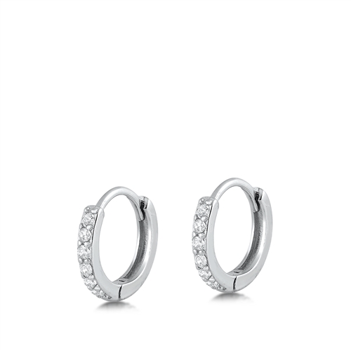 Silver CZ Huggie Hoops