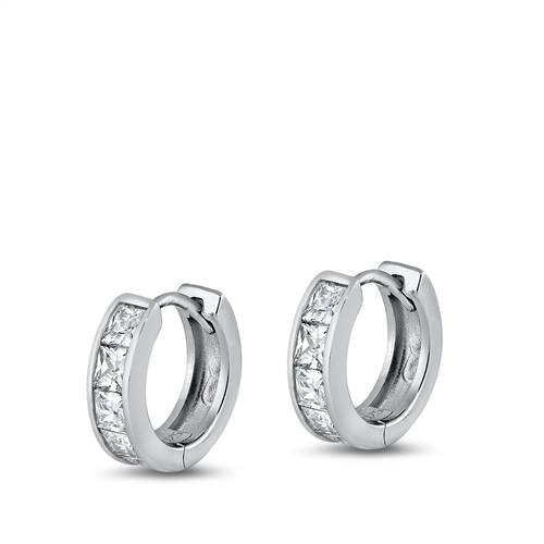 Silver CZ Huggie Hoops