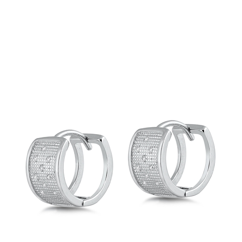 Silver CZ Huggie Hoops