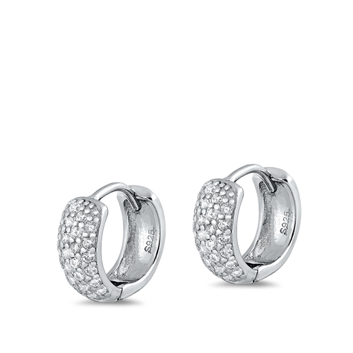 Silver CZ Huggie Hoops