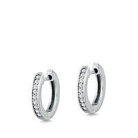 Silver CZ Huggie Earrings