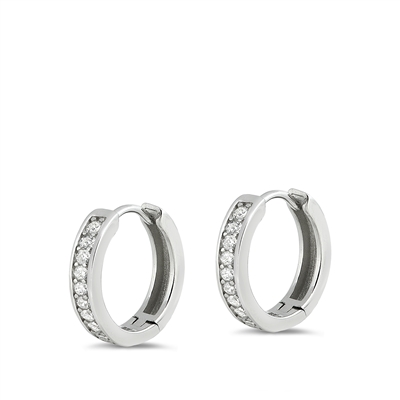 Silver CZ Huggie Hoops