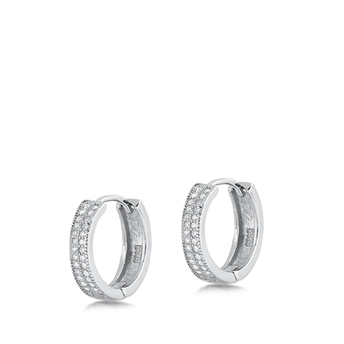 Silver CZ Huggie Earrings