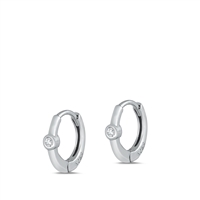 Silver CZ Huggie Earrings