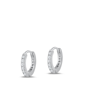 Silver CZ Huggie Earrings