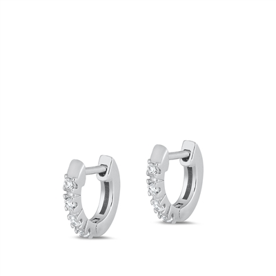 Silver CZ Huggie Earrings